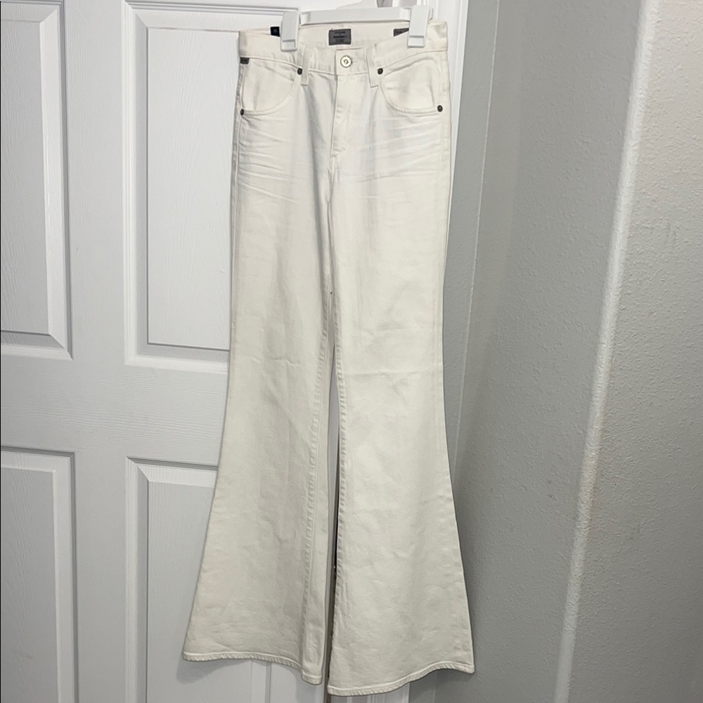Citizens of Humanity Cream Midrise Super Flare Jeans